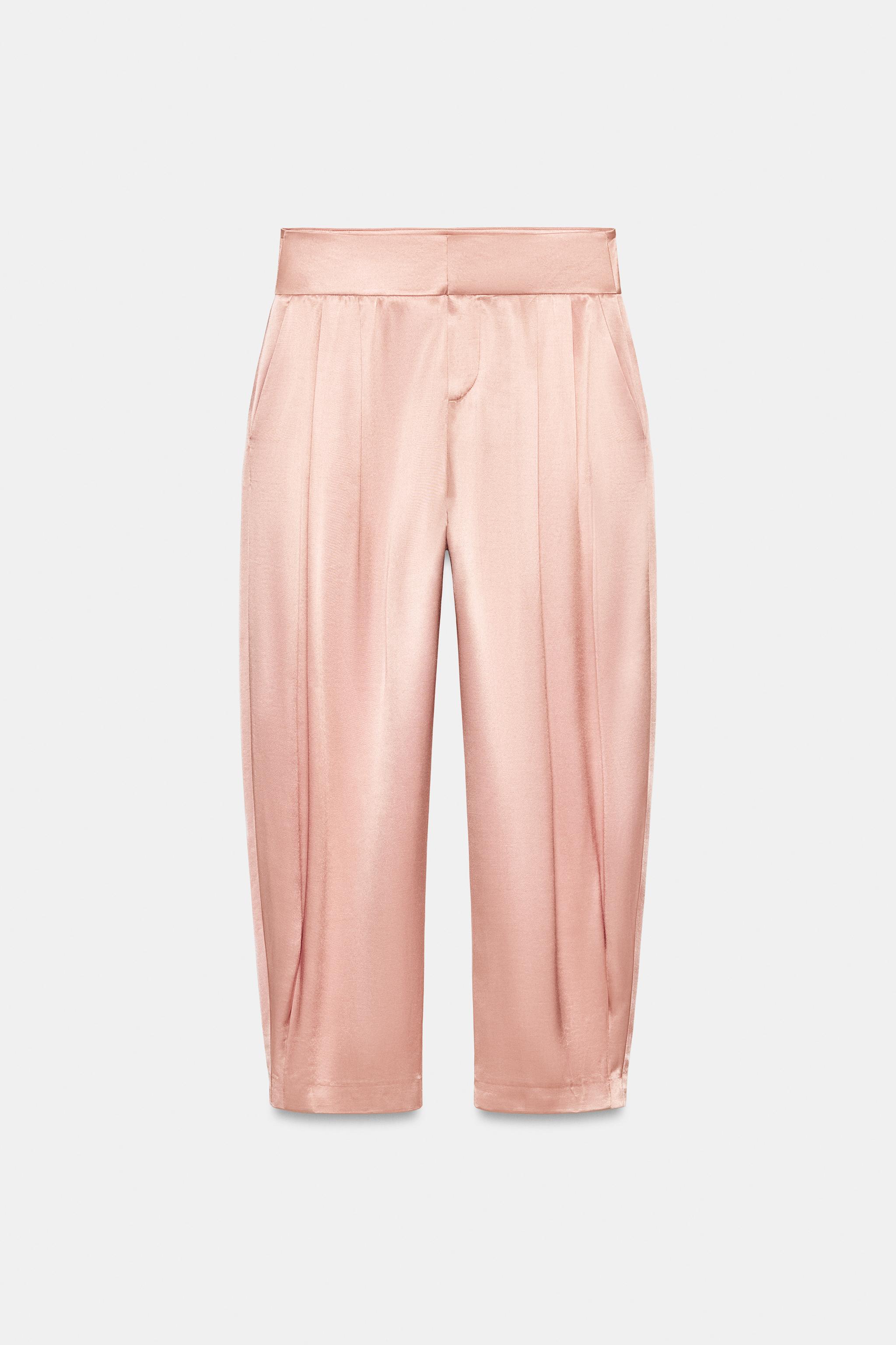 SATIN EFFECT PLEATED PANTS
